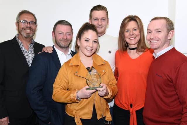 Paul Woolf , chairman of The Kings Theatre Trust, presents Portsmouth Players with the Best Amateur Musical trophy for The Wizard of Oz. Picture: Duncan Shepherd