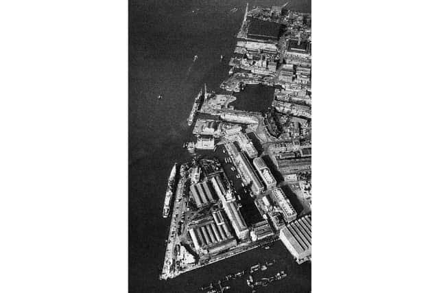Former jetties along the West Wall of the dockyard.