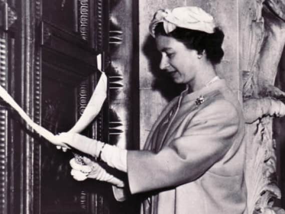 The Queen as she opens the Guildhall in 1959 after it was rebuilt following its destruction in the Second World War.