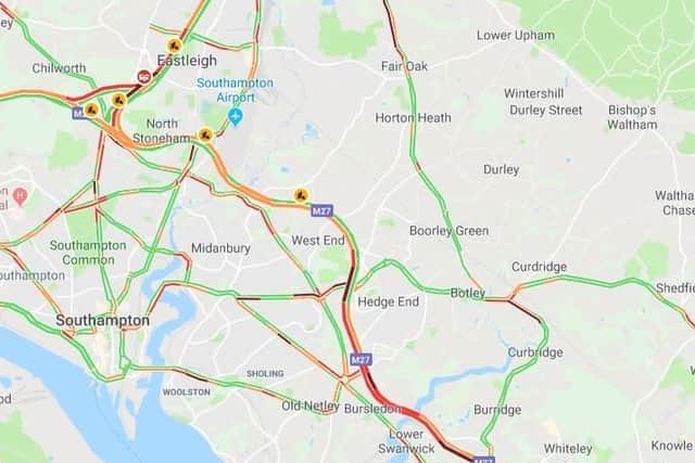 Latest traffic update from the M27. Picture: Google Maps
