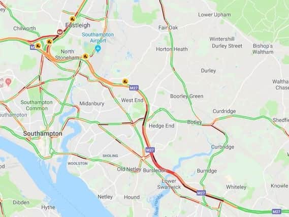 Latest traffic update from the M27. Picture: Google Maps