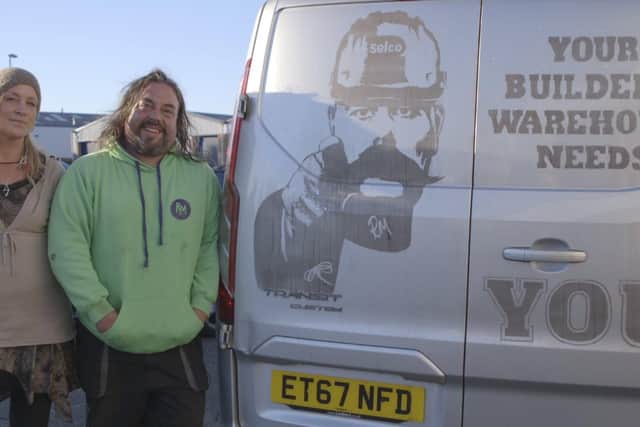 Ruddy Muddy with co-artist Lynsey Cole at the launch of Selco's van competition