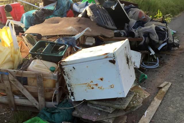 fly tipping which has occurred in Whitedell lane, Fareham.