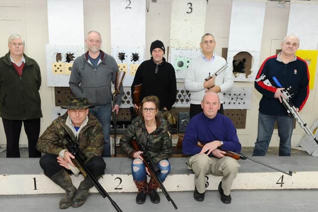 Fareham Rifle and Pistol Club at Boundary Oak School in Fareham, is being evicted by the school on February 28 and has nowhere to go.
Back from left, Terry Redstone, Steve Moore, Alan Spencer, Bob Thornby and Steve Flack with front from left, Robert Webb, Joanne Deane and Nog Grimstead.
Picture: Sarah Standing (040119-5173)