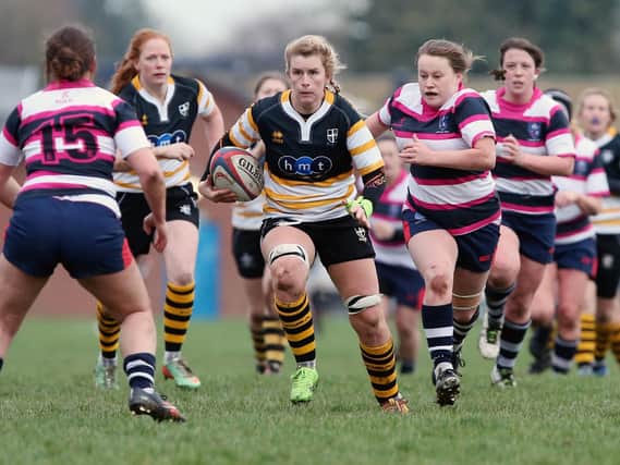 Keeta Rowlands charges forward during the derby win for the Valkyries against Havant. Picture: Chris Moorhouse