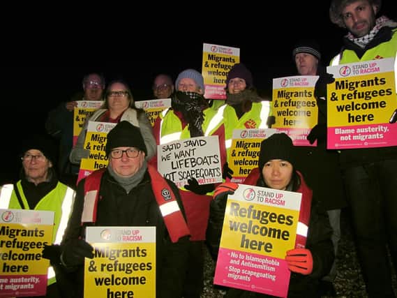 Some of the Portsmouth Stand up to Racism group at Southsea beach
