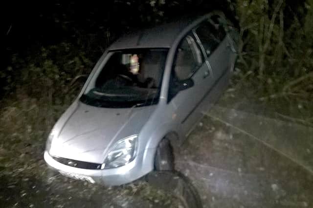 The car crashed by 19-year-old shop worker Ewan Whyte on the A3(M) on December 21. Picture: @HantsPolRoads