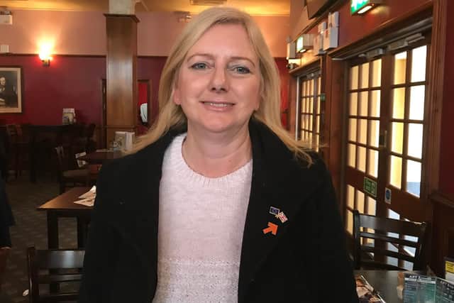 Antonia Harrison at The Isambard Kingdom Brunel Wetherspoon pub in Guildhall Walk for Tim Martin's talk on Brexit. Picture: Byron Melton
