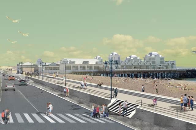 An artist's impression of what the sea defences at South Parade Pier will now look like, which shows sea views have been retained