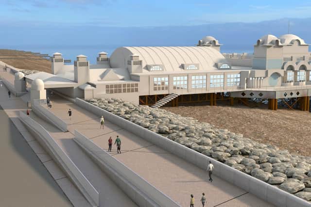 An older version of the design for the defences at South Parade Pier, which residents did not like because of the loss of sea view when walking along the promenade
