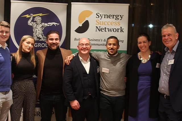 Carl Hewitt, Chloe Legg, Mark Legg, Gethin Jones, Faz Ahmed, Sarah Goodall and Ian Gribble at the first meeting of the Synergy Success Network in Portsmouth