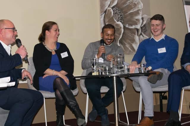 Gethin Jones interviews Sarah Goodall, Faz Ahmed, Carl Hewitt and Ian Gribble at the first meeting of the Synergy Success Network