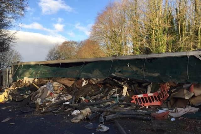 Overturn HGV. Picture: Hants Road Police/ Twitter