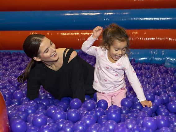 Coronation Street star Helen Flanagan at the launch of the new Inflata Nation Glasgow with her daughter Matilda
Picture by Matthew Pover/Marco Richard PR