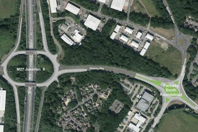 Proposals of where the new improvements to junction 9 near Whiteley will take place. Photo: Hampshire County Council
