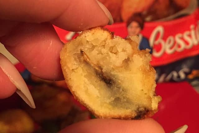 The worm inside the potato. Picture: Kerry Edwards