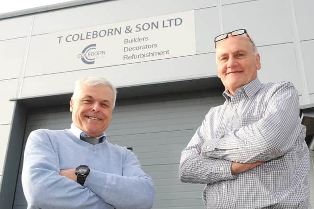 (l-r) Co-directors of T Coleborn & Son Ltd Barry Thomas and Eric Coleborn, in Kirpal Road, Portsmouth.
Picture: Sarah Standing (150119-6133)