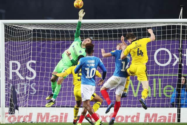 Craig MacGillivray makes a save against Oxford. Picture: Joe Pepler
