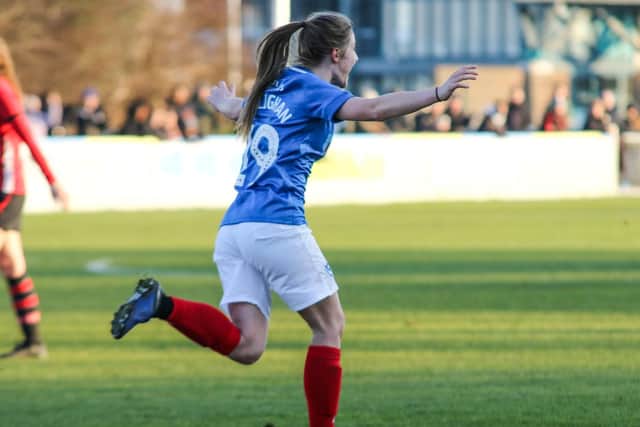 Alex Collighan is delighted after scoring what proved to be the Pompey winner against Southampton. Picture: Jordan Hampton