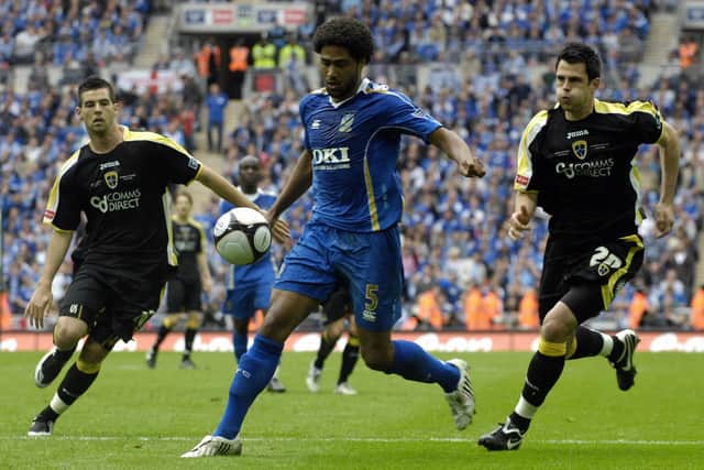 Glen Johnson in action for Pompey against Cardiff in the 2008 FA Cup final Picture: Will Caddy