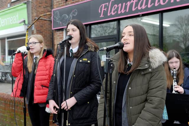 The Cowplain School providing the happy music.
Picture: Sarah Standing (210119-6528)
