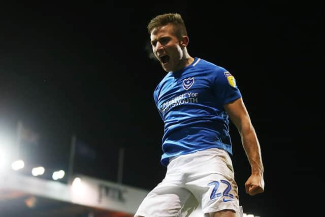 David Wheeler celebrates his late winner which earned Pompey a Checkatrade Trophy semi-final spot. Picture: Joe Pepler