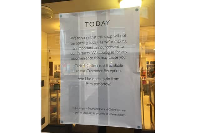A sign on the door of Knight and Lee in Palmerston Road, Southsea today (Wednesday, January 23)
Picture: Ross Lucas-Young