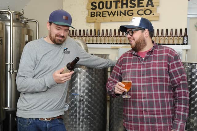 David Eastwood and his business partner Dan Tonkin, right, from Southsea Brewing Company.  Picture: Habibur Rahman
