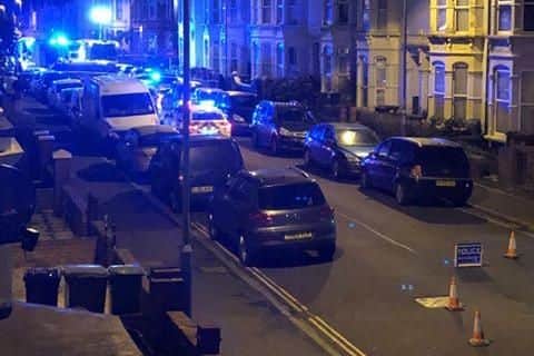 The police road closure set up in Gladys Avenue after a crash last night (Sunday, January 27)