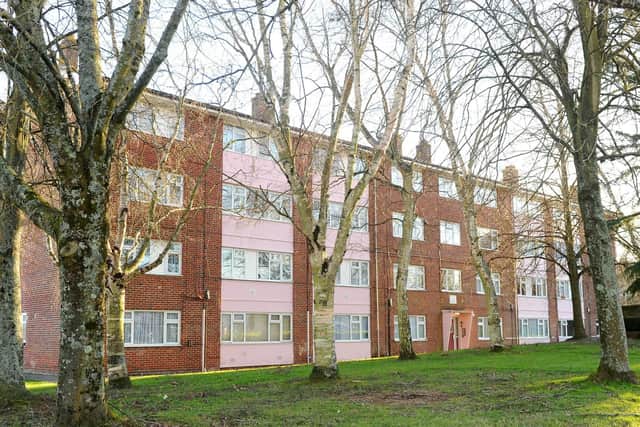 The block of flats in Laburnum Road, Waterlooville which includes number 83, closed by magistrates after a request from police due to the woman living there being cuckooed.
Picture: Sarah Standing (280119-7291)