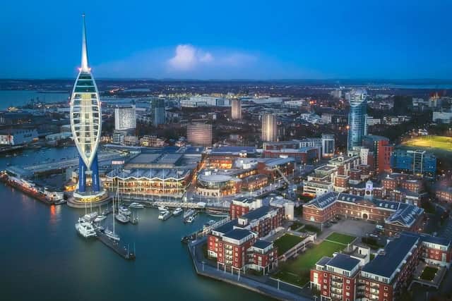 A snap of Spinnaker Tower and Gunwharf Quays, where it's hoped cruise visitors will stop at when arriving into Portsmouth. Photo Andy Hornby