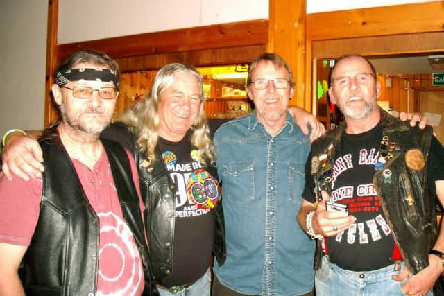 Peter Martin, second left, with best friend John Burgess, far left, and friends