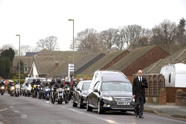 The funeral procession with Pompey Bikers