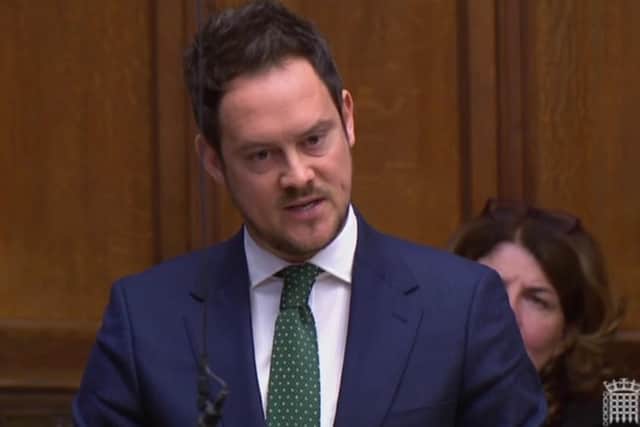 Stephen Morgan, Portsmouth South MP, speaking in the House of Commons. He is urging the government to stage a parliamentary debate in the House of Commons discussing veteran suicide rates. Photo: House of Commons