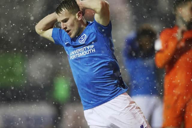 Bryn Morris was granted his Pompey debut in Tuesday night's 3-2 defeat at Luton. Picture: Joe Pepler