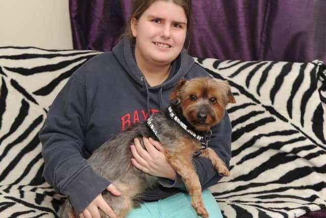 Megan Wilson at her home in Waterlooville with Joey the dog
Picture: Habibur Rahman