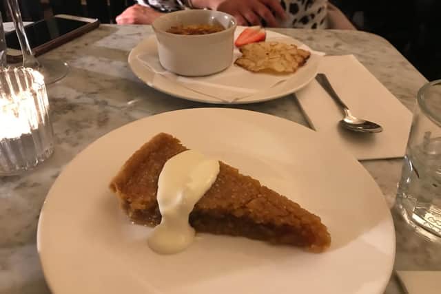 The treacle tart and, above, creme brulee at Cafe Rouge at Gunwharf Quays, in Portsmouth