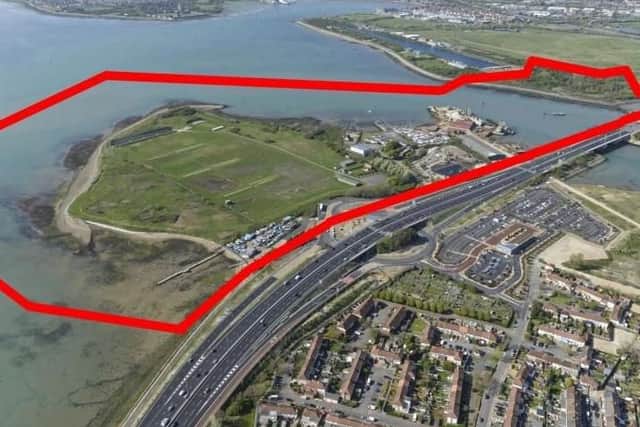The area of land that Portsmouth City Council could reclaim at Tipner to build housing