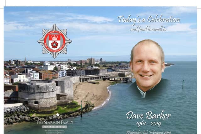 The Order of Service at firefighter Dave Barker's funeral