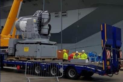 The first of three Phalanx 1B guns have been fitted on HMS Queen Elizabeth. Picture: HMS Queen Elizabeth/ Twitter