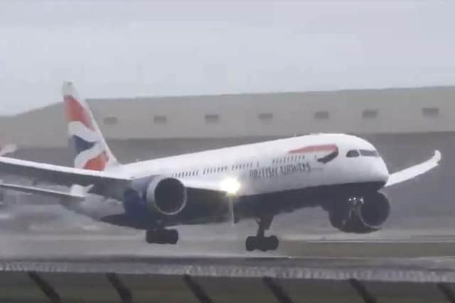 The moment the plane was forced to abort the landing. Picture: Big Jet TV