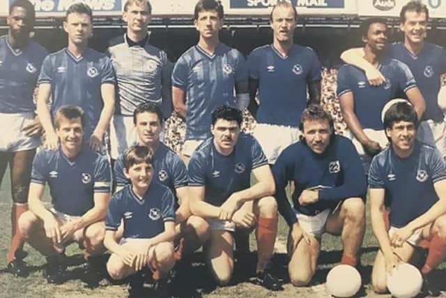 Mick Kennedy, front row, second left, with the legendary 1986-87 Pompey promotion-winning team.