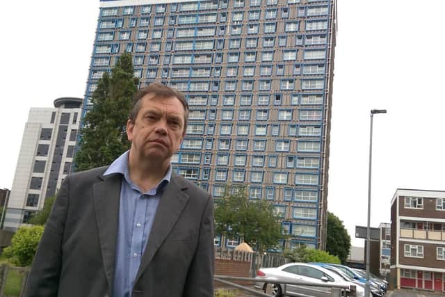 Portsmouth City Council housing cabinet member Councillor Darren Sanders outside Horatia House in Portsmouth. Picture: Malcolm Wells