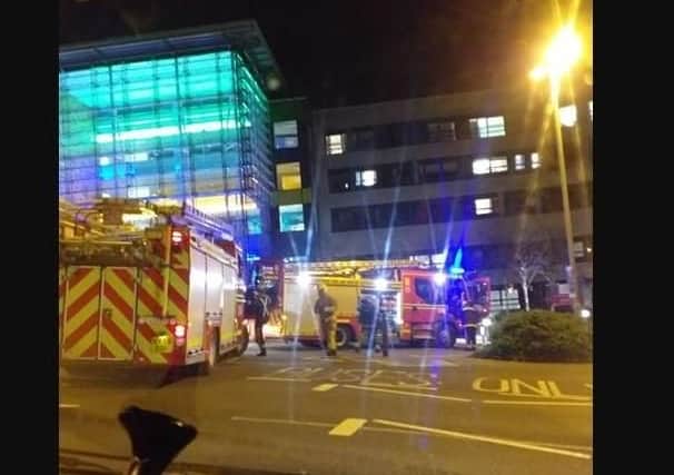 Fire engines at Queen Alexandra Hospital. Picture: David Bailey.