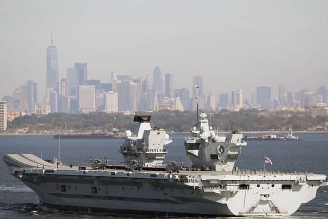 HMS Queen Elizabeth during her maiden voyage to New York last year to test the F-35B. Picture: Royal Navy
