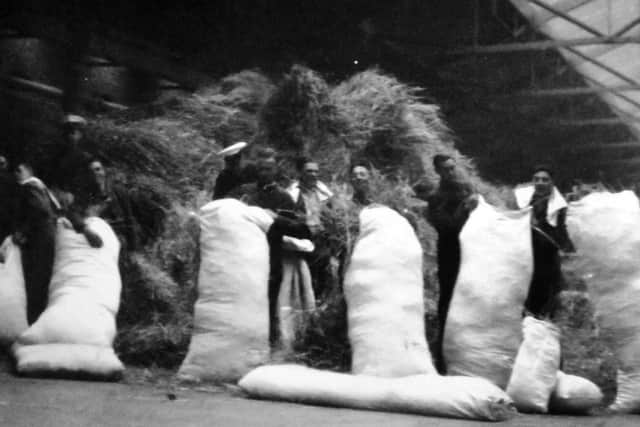 I wonder what today's Royal Marines would say if they had to make a mattress out of straw. Photo: George Millener collection.