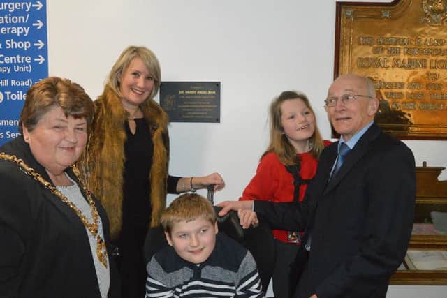 From left, mayor of Gosport Cllr Diane Furlong, Caroline Dinenage MP, James Shepherd (15), Nicole Dobbs (11) and Peter Patterson. Picture: David George
