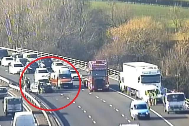 Traffic camera footage from the scene of the crash this afternoon. Picture: Highways England