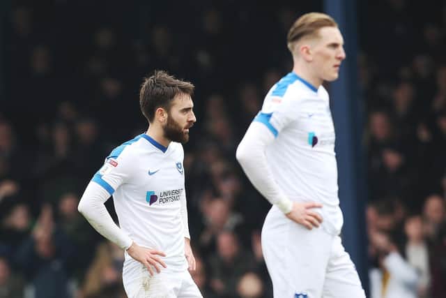Ben Close, left, and Ronan Curtis dejected at Southend. Picture: Joe Pepler