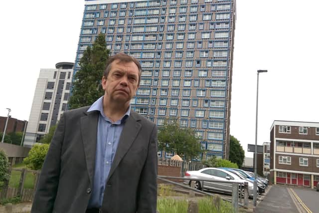 Portsmouth City Council housing cabinet member Councillor Darren Sanders outside Horatia House in Portsmouth. Picture: Malcolm Wells